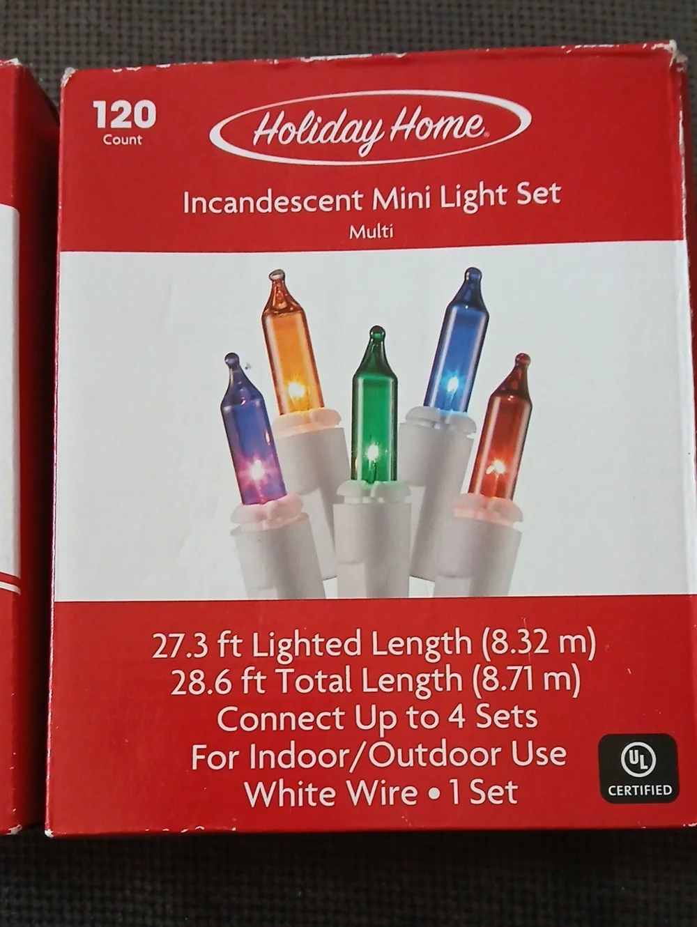 2 NEW Holiday Home White Wire Party String Lights Multicolor Incandescent Bulbs